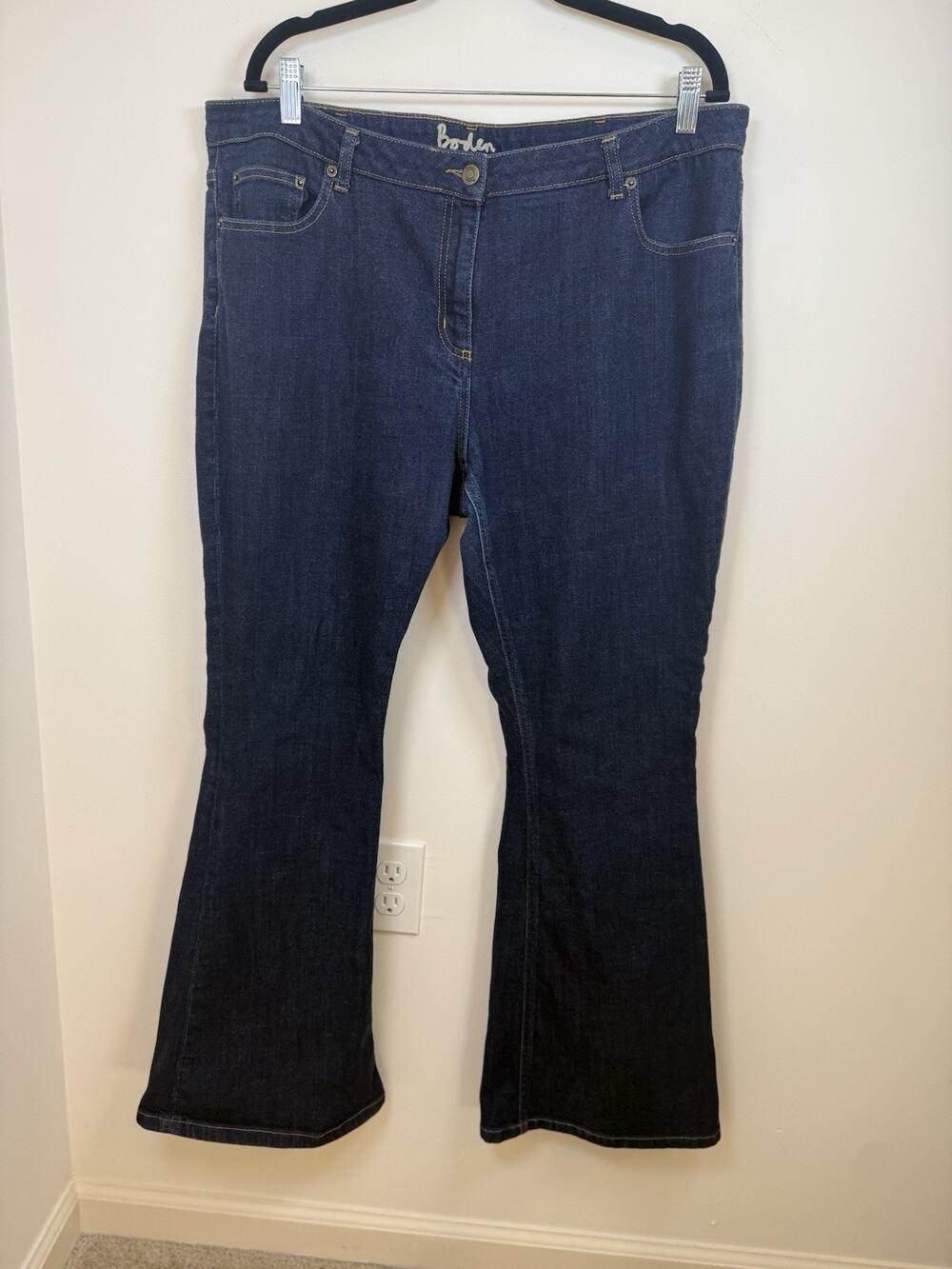 Boden Women’s 14 R Boot Cut Dark Wash Jeans High Rise Stretch Denim Blue